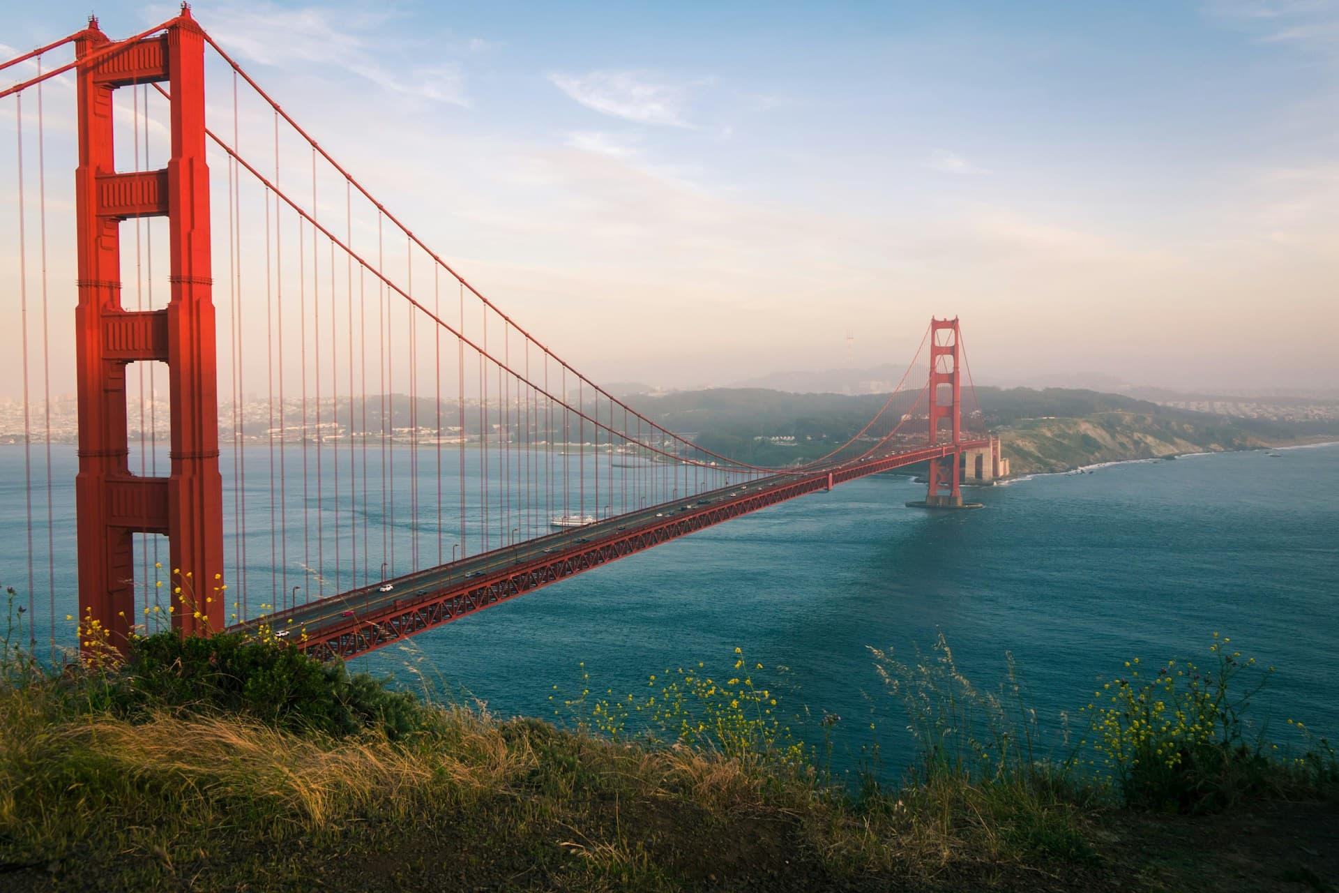 Picture of Golden Gata Bridge, California in the late afternoon.